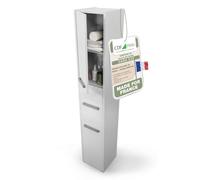 CDF Armoire de Salle de Bain Blanc 30x30x170 cm Colonne Haute à Étagères | Rangement vertical pour toilettes et petits espaces, meuble étroit, montage facile, usage domestique