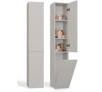 CDF Armoire de Salle de Bain Haute et étroite avec Panier à Linge, larg.: 31 cm Meuble de Rangement Adapté aux Petits Espaces, WC Couloir Cachemire (Beige), 30x31x174 cm Résistant à l’Humidité