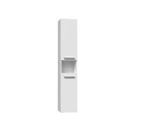 CDF Meuble de Salle de Bain Colonne Haute Armoire de Rangement Étroite Poteau pour Salle d'eau Buanderie avec Portes et Étagères Design Moderne 31 x 30 x 174 cm - Blanc