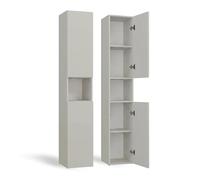 CDF Armoire de Salle de Bain Haute et étroite sans Panier à Linge, larg.: 31 cm Meuble de Rangement Adapté aux Petits Espaces, WC Couloir Cachemire (Beige), 30x31x174 cm Résistant à l’Humidité