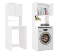 CDF Armoire de salle de bain haute pour machine à laver et lessive - Étagère pour salle de bain ou buanderie - Armoire de rangement pratique pour produits de nettoyage et accessoires de salle de bain