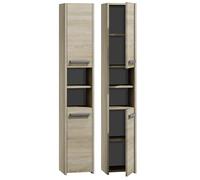 CDF Armoire de salle de bain S30 | Couleur : chêne sonoma | Armoire de salle de bain moderne | Surface de rangement | Étagères spacieuses | Portes | Montage facile