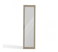 CDF Armoire d'Entrée avec Miroir Chêne Sonoma - Tringle Vêtements Penderie 2 Étagères Porte Réversible - Meuble Couloir Dressing Rangement Vestes Chaussures Vestiaire Sangle Anti-Basculement 35x50x180