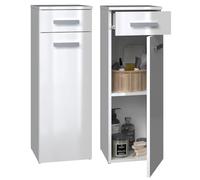 CDF Armoire Haute de Salle de Bains NeL V DS | Couleur : Blanc Brillant | Étagère de Salle de Bains Moderne | Armoire de Rangement | Étagères spacieuses | Portes | Poignées stylées