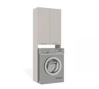 CDF Armoire Machine à Laver Meuble au-Dessus Colonne Placard Salle de Bain Buanderie Rangement avec 4 x Étagères Fermés Portes Battantes Gain Place Petit Espace Moderne - Cachemire