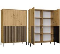 CDF Armoire moderne Kamaro 4DK - Couleur : chêne Artisan - Noir - Armoire pour documents, petits objets - Idéal pour le salon, la chambre à coucher, la chambre d'enfant et le bureau - Montage facile