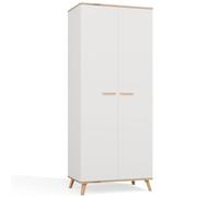 CDF Armoire Olympo Blanc Chêne Artisan Penderie 2 Portes 80 cm | panneau de particules 16 mm, finition mate, blanc et chêne artisan, 80 x 195 x 50 cm, montage soi-même, poids 68 kg