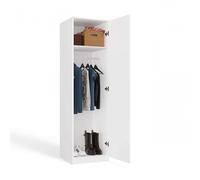 CDF Armoire Penderie Large Chambre Enfant ou Adulte Design Moderne avec Miroir - Tout pour Le Montage Inclus - Rangement Vêtements et Jouets - SD 50 cm Blanc