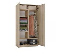 CDF Armoire Penderie Large Chambre Enfant ou Adulte Design Moderne - Tout pour Le Montage Inclus - Rangement Vêtements et Jouets - SD 90 cm Chêne Sonoma - 2 Portes