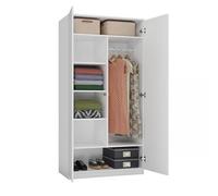 CDF Armoire Penderie Large Chambre Enfant ou Adulte Design Moderne - Tout pour Le Montage Inclus - Rangement Vêtements et Jouets - SD 90 cm Blanc - 2 Portes