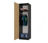 CDF Armoire Penderie Large Chambre Enfant ou Adulte Design Moderne - Tout pour Le Montage Inclus - Rangement Vêtements et Jouets - SD 50 cm Anthracite Chêne Artisan