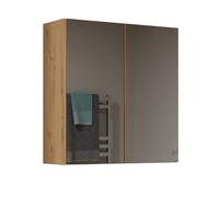 CDF Armoire Salle de Bain Pola 2DL | Couleur : Chêne Artisan | Armoire Moderne | Espace de Rangement | Plateaux spacieux | Côtés Lisses sans Embouts | Miroir