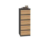 CDF Artisan Commode haute à 5 tiroirs Anthracite 40 x 45 x 111 cm (l x P x H) Pour salon, chambre à coucher, couloir, armoire, buffet, grand espace de rangement, buffet Malm