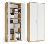 CDF Bibliothèque avec Portes Étagère Colonne Bureau Chêne Artisan/Blanc