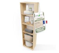 CDF Bibliothèque Colonne Ouverte à Cases - Chêne Artisan 50 cm | Meuble de rangement, compartiments pour livres et dossiers, utilisation bureau salon chambre, format vertical décoration