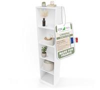 CDF Bibliothèque Colonne Ouverte à Cases Rangement Vertical - Blanc 40 cm | Compartiments pour livres et dossiers, usage bureau salon chambre, décoration intérieure, organisation quotidienne