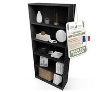 CDF Bibliothèque Colonne Ouverte avec Cases de Rangement - Noir 80 cm | Compartiments pour livres et dossiers, usage bureau salon chambre, format vertical pour décoration, meuble de stockage