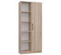 CDF Bibliothèque de Salon Bureau avec 10 Étagères Meuble de Rangement Semi-Ouvert avec Portes Armoire Haute pour Livres et Documents Design Moderne 80 x 30 x 182 cm - Chêne Sonoma