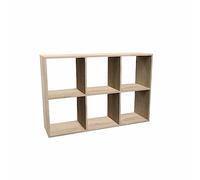 CDF Bibliothèque Étagère à 6 Compartiments Meuble de Rangement Cube Buffet Bas pour Livres Jouets Salon Bureau Chambre 110 x 75 x 30 cm - Chêne Sonoma