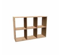 CDF Bibliothèque Étagère à 6 Compartiments Meuble de Rangement Cube Buffet Bas pour Livres Jouets Salon Bureau Chambre 110 x 75 x 30 cm - Chêne Artisan