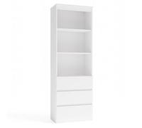 CDF Bibliothèque Étagère de Bureau avec 3 Tiroirs et 3 Compartiments Meuble de Rangement Salon Armoire Haute pour Livres et Documents Design Moderne 60 x 35 x 180 cm - Blanc