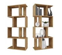 CDF Bibliothèque Étagère de Rangement Ouverte Meuble de Salon Bureau Moderne Structure Modulaire 4 Niveaux 59,5 x 140 x 30 cm - Chêne Artisan