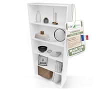 CDF Bibliothèque Ouverte à Compartiments pour Bureau et Salon - Blanc 80 cm | Rangement Vertical, Livres et Dossiers, Décoration Intérieure, Colonne pour Chambre, Usage Domestique Quotidien