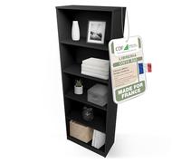 CDF Bibliothèque Ouverte Meuble à Case de Rangement avec Compartiments Colonne pour Bureau Salle à Manger Home Office Salon Livres Dossiers Décoration Chambre Modern Vertical - Noir 60 cm