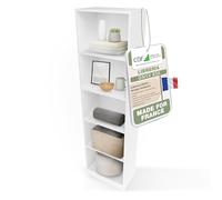 CDF Bibliothèque Ouverte Meuble à Case de Rangement avec Compartiments Colonne pour Bureau Salle à Manger Home Office Salon Livres Dossiers Décoration Chambre Modern Vertical - Blanc 50 cm