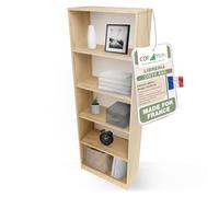 CDF Bibliothèque Ouverte Meuble à Case de Rangement avec Compartiments Colonne pour Bureau Salle à Manger Home Office Salon Livres Dossiers Décoration Chambre Vertical - Chêne Artisan 60 cm
