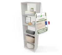 KAFFI - Bibliothèque style scandinave salon - 50x30x181 - 5 tablettes - Étagère à livres - Beige