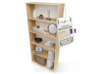 CDF Bibliothèque Ouverte Meuble à Case de Rangement avec Compartiments Colonne pour Bureau Salle à Manger Home Office Salon Livres Dossiers Décoration Chambre Vertical - Chêne Artisan 80 cm
