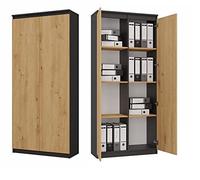 CDF Bibliothèque RS-80 | Couleur : anthracite - Chêne artisanal | Pour salon, bureau, bureau | Moderne | Étagère pour livres et jouets | Idéal pour chambre d'enfant, chambre d'adolescent, chambre