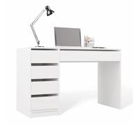 CDF Bureau ARTO Blanc Mat 120x55x76,5 cm avec 5 tiroirs Bureau Ordinateur Table de Travail pour Maison Chambre ado Home Office Design Moderne Panneau Particules laminé 16 mm Rangement Pratique