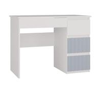 CDF Bureau avec tiroirs - Bureau d'ordinateur - Table PC pour lieu de travail, bureau à domicile - Coiffeuse sans miroir pour chambre à coucher - Bleu avant - Armoires sur le côté droit