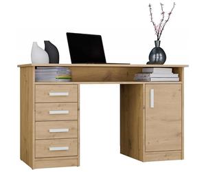 CDF Bureau D’Ordinateur avec Tiroirs Rangement Table de Travail D’écriture Secrétaire Poste Ordinateur Tablette Console Écritoire Hauteur Fixe Organisation Fonctionnelle pour Bureau -Chêne Artisan
