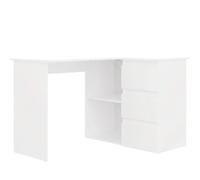 CDF Bureau d'angle Droit NICEA avec 3 tiroirs et étagères, Blanc, Bureau Informatique pour Bureau à Domicile, Bureau pour étudier et Travailler, Bureau Moderne en Forme de L, Bureau avec étagères