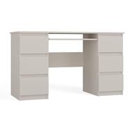 CDF Bureau Informatique avec 6 Tiroirs et Tablette Coulissante pour Clavier Table de Travail Moderne pour Bureau et Salon 130 x 51 x 76 cm -Cachemire (Beige)