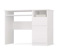 CDF Bureau Informatique avec Tiroir Placard Et Tablette Coulissante pour Clavier Table De Travail Moderne pour Bureau Et Salon Rangement Gauche Blanc 98,5 x 51 x 75,5 cm Design Minimaliste Griffless