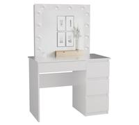 CDF Carol Meuble de toilette avec miroir et éclairage LED 4 tiroirs 98 x 76 x 51 cm