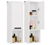 CDF Colonne De Rangement Armoire Meuble Bains Porte Étagère Suspendue Blanc | 3 étagères, panneau de particules 16 mm, finition mat, 25,5x24x82 cm, montage soi-même, garantie 2 ans, moderne, étroit, haut