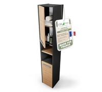 CDF Colonne Salle de Bain Chêne/Anthracite 30x30x170 cm Haute à Étagères | Rangement vertical pour toilettes et petits espaces, meuble étroit, montage facile, usage domestique