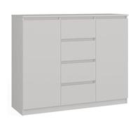 CDF Commode 2 Portes et 4 Tiroirs Meuble de Rangement Salon Chambre Buffet Haut Design Moderne 120 x 40 x 97 cm - Blanc