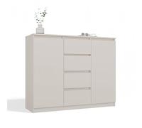 CDF Commode 2 Portes et 4 Tiroirs Meuble de Rangement Salon Chambre Buffet Haut Design Moderne 120 x 40 x 97 cm - Cachemire