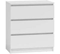 CDF Commode 3 Tiroirs Commode Chambre Blanc Design Minimaliste Meuble de Rangement Spacieux pour Chambre Salon Bureau Spacieuse et Design Style Moderne Facile à Installer 40x70x75 cm