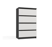 CDF Commode 4 Tiroirs Anthracite/Blanc 97 cm - Meuble Haut Étroit pour Chambre Salon Bureau Ou Couloir, Armoire De Rangement Pratique
