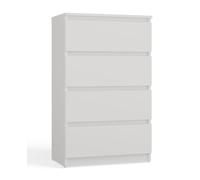 CDF Commode 4 Tiroirs Commode Chambre Blanc Meuble Armoire de Rangement Spacieux pour Salon Bureau Spacieuse et Design Moderne Facile à Installer 34,5x60x97,5 cm Meuble à Vêtements