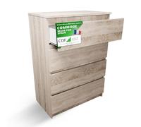 CDF Commode 4 Tiroirs Commode Chambre Chêne Sonoma Meuble Armoire de Rangement Spacieux pour Salon Bureau Spacieuse et Design Moderne Facile à Installer 40x70x97 cm Meuble à Vêtements