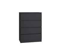 CDF Commode 4 Tiroirs Commode Chambre Noir Meuble Armoire de Rangement Spacieux pour Salon Bureau Spacieuse et Design Moderne Facile à Installer 40x70x97 cm Meuble à Vêtements