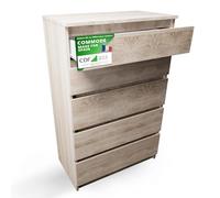 CDF Commode 5 Tiroirs Chêne Sonoma pour Chambre Adulte 40x70x109,5 cm
